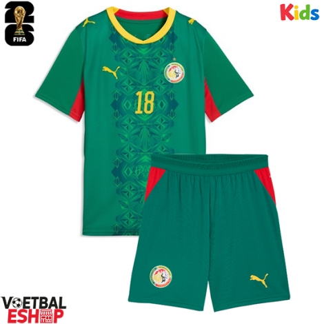 Senegal Ismaila Sarr #18 Uit tenue Kids WK 2026 Korte Mouw (+ Korte broeken)