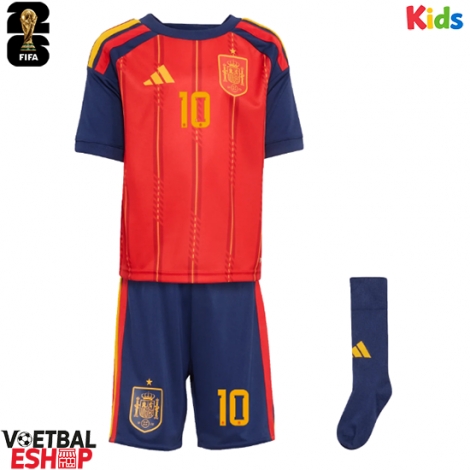 Spanje Dani Olmo #10 Thuis tenue Kids WK 2026 Korte Mouw (+ Korte broeken)
