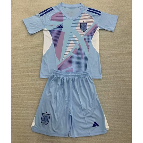 Spanje Keeper Thuis tenue Kids EK 2024 Korte Mouw (+ Korte broeken)