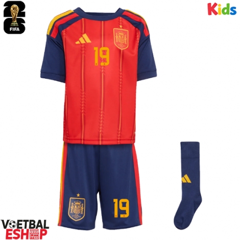 Spanje Lamine Yamal #19 Thuis tenue Kids WK 2026 Korte Mouw (+ Korte broeken)