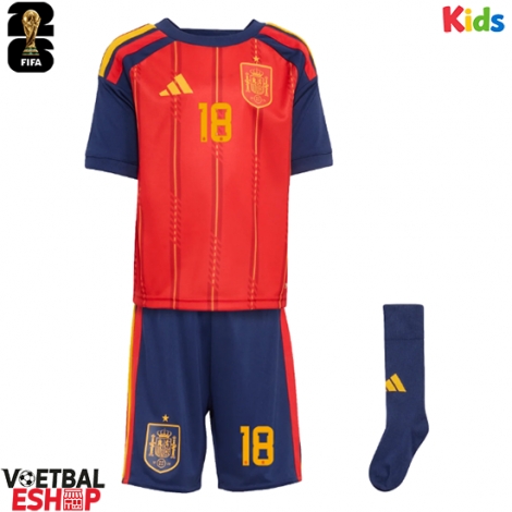 Spanje Martin Zubimendi #18 Thuis tenue Kids WK 2026 Korte Mouw (+ Korte broeken)