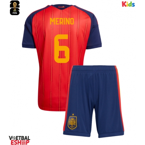 Spanje Mikel Merino #6 Thuis tenue Kids WK 2026 Korte Mouw (+ Korte broeken)