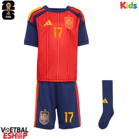 Spanje Nico Williams #17 Thuis tenue Kids WK 2026 Korte Mouw (+ Korte broeken)