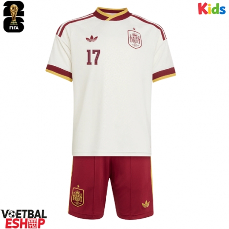 Spanje Nico Williams #17 Uit tenue Kids WK 2026 Korte Mouw (+ Korte broeken)