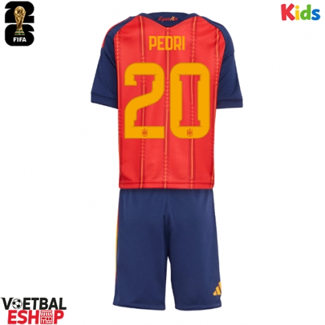 Spanje Pedri Gonzalez #20 Thuis tenue Kids WK 2026 Korte Mouw (+ Korte broeken)