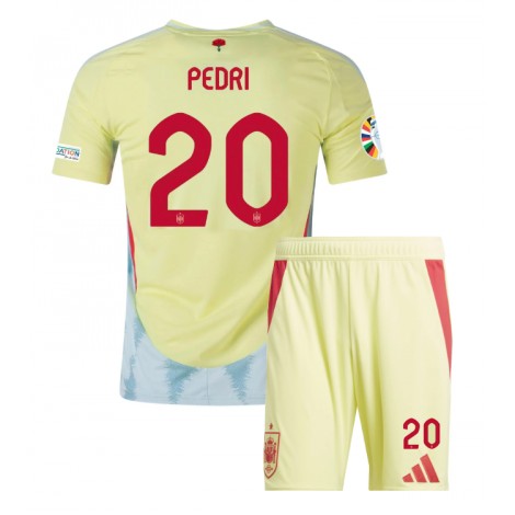 Spanje Pedri Gonzalez #20 Uit tenue Kids EK 2024 Korte Mouw (+ Korte broeken)
