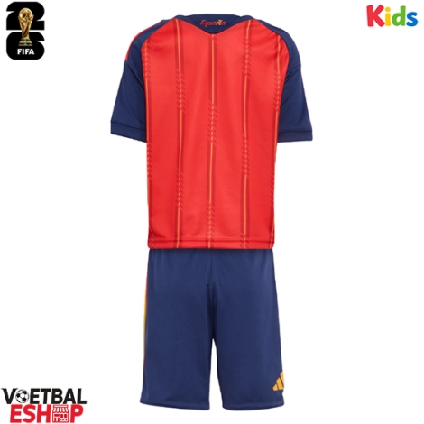 Spanje Thuis tenue Kids WK 2026 Korte Mouw (+ Korte broeken)
