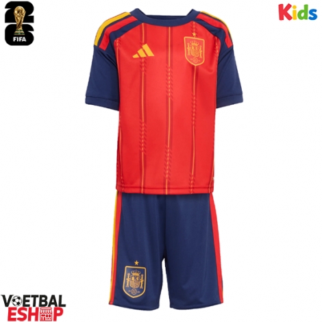 Spanje Thuis tenue Kids WK 2026 Korte Mouw (+ Korte broeken)
