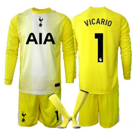 Tottenham Hotspur Guglielmo Vicario #1 Keeper Derde tenue Kids 2025-26 Lange Mouw (+ Korte broeken)