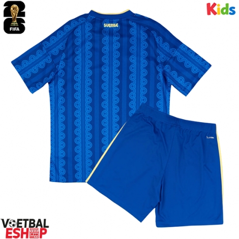 Zweden Uit tenue Kids WK 2026 Korte Mouw (+ Korte broeken)