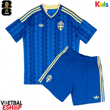 Zweden Uit tenue Kids WK 2026 Korte Mouw (+ Korte broeken)