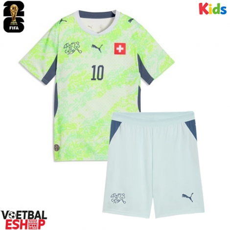 Zwitserland Granit Xhaka #10 Uit tenue Kids WK 2026 Korte Mouw (+ Korte broeken)