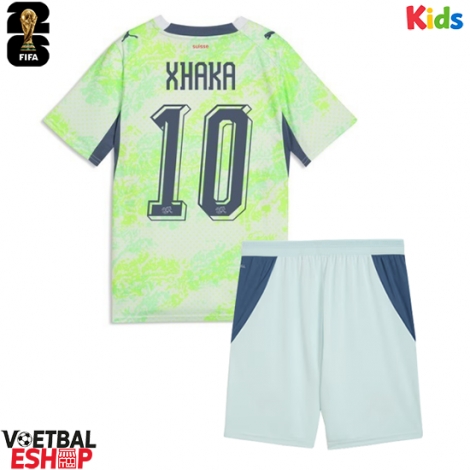 Zwitserland Granit Xhaka #10 Uit tenue Kids WK 2026 Korte Mouw (+ Korte broeken)