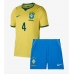 Brazilië Marquinhos #4 Thuis tenue Kids WK 2026 Korte Mouw (+ Korte broeken)